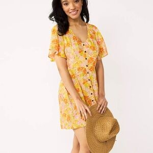 Rewind • Orange/Yellow Floral Flowy Mini Dress 🌼🌻🧡